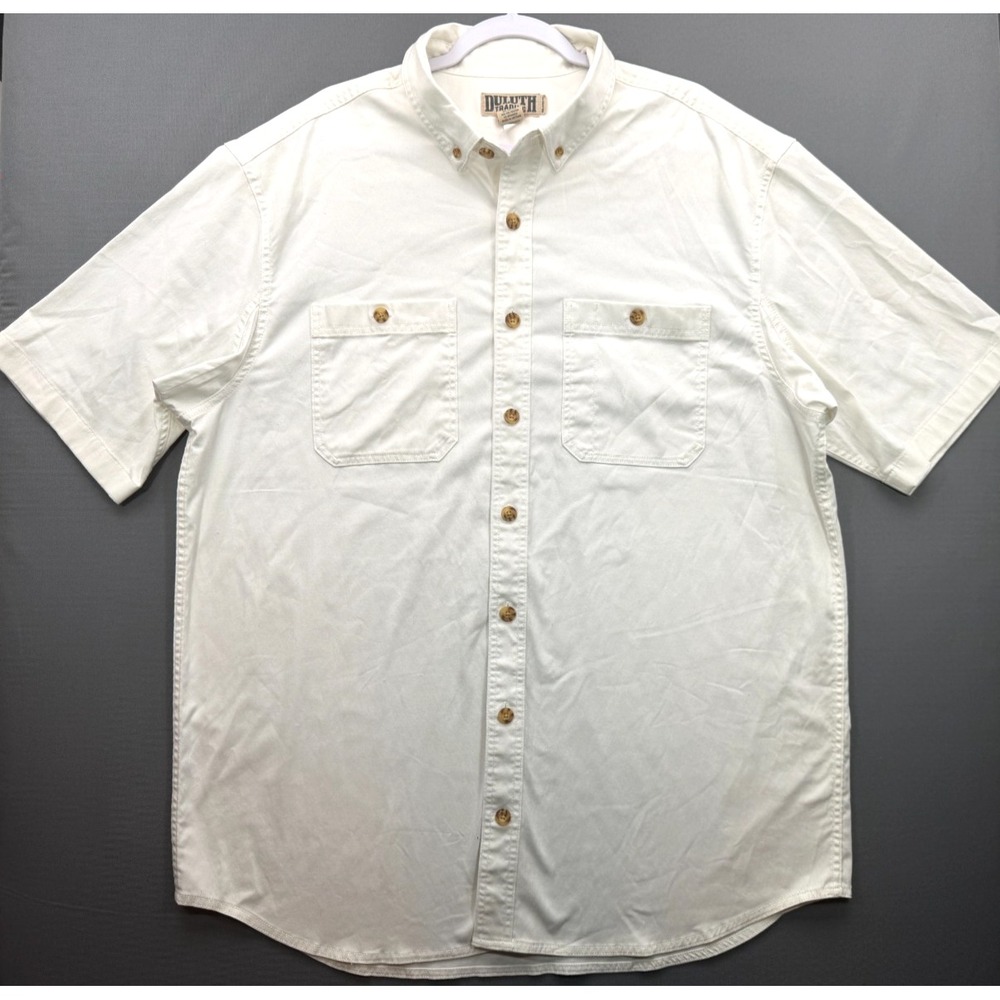 Duluth Trading Co Short Sleeve Button Down Work Shirt White 38907 | Mens XL Tall